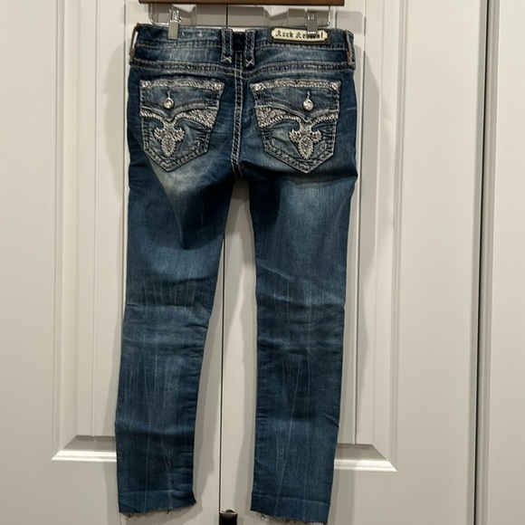 Rock Revival Blue Ankle Cropped Jeans Distressed - Picture 2 of 11